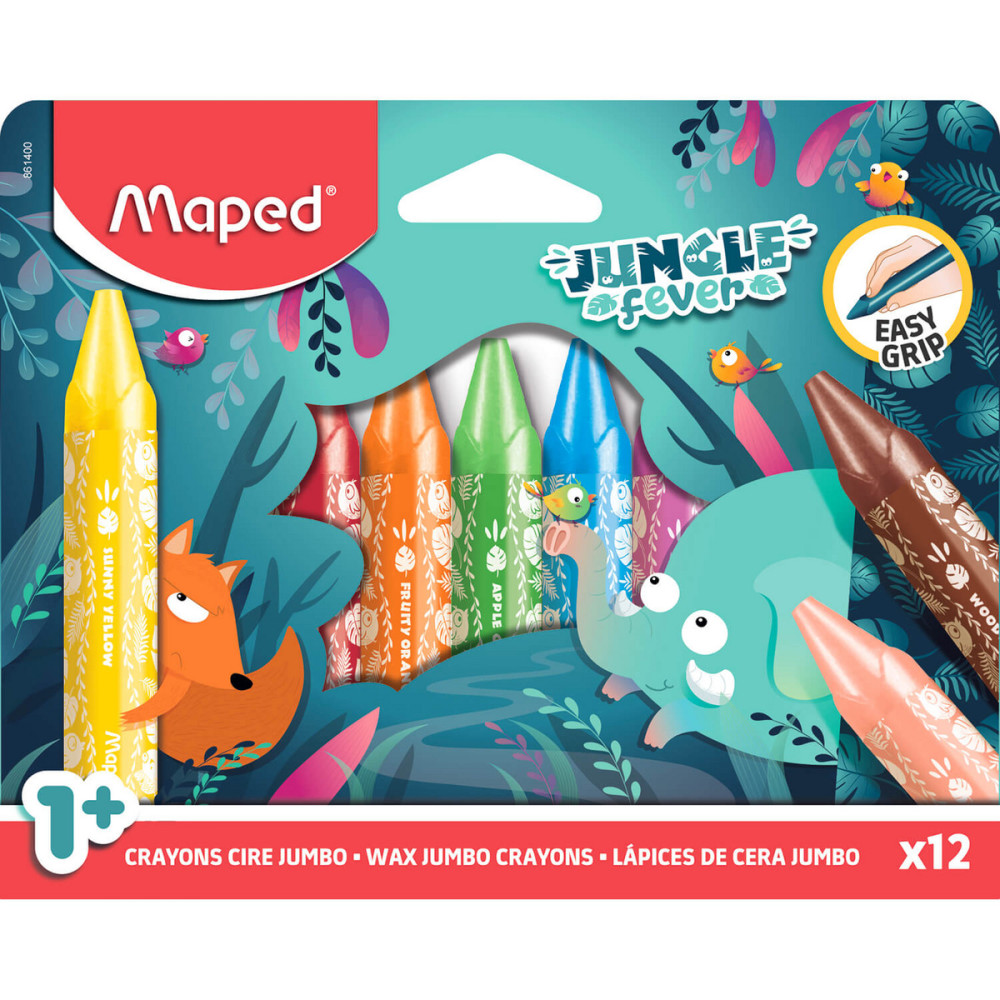 Zestaw kredek świecowych Jumbo Jungle Fever - Maped - 12 kolorów