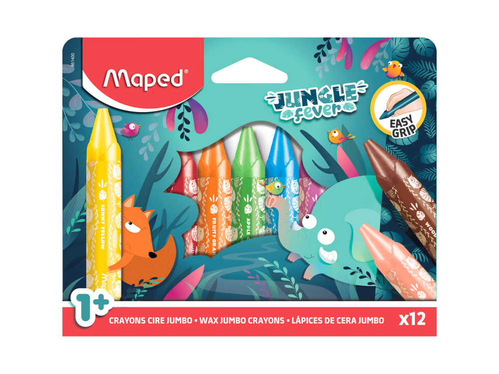 Zestaw kredek świecowych Jumbo Jungle Fever - Maped - 12 kolorów