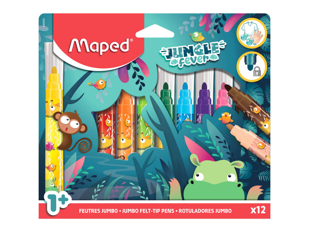 Set of Jumbo Jungle Fever felt-tip pens - Maped - 12 pcs.