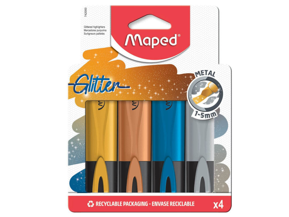 Zestaw zakreślaczy Glitter Metal - Maped - 4 kolory