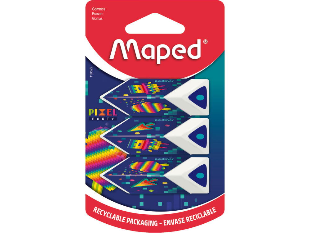 Pyramid erasers Pixel - Maped - 3 pcs.
