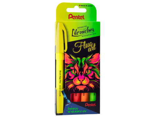 Zestaw do liternictwa Brush Sign Pen Fluo Art - Pentel - 5 kolorów