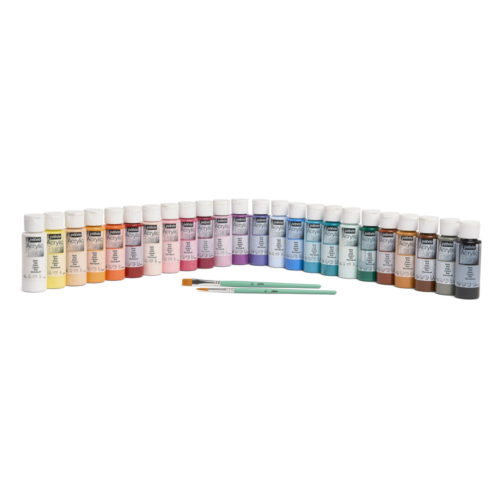 Zestaw farb akrylowych Chalk Colors - Pébéo - 24 kolory x 59 ml