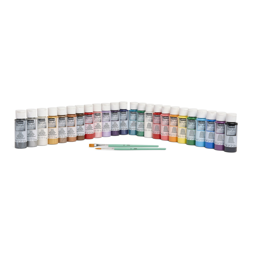 Zestaw farb akrylowych Glossy Colors - Pébéo - 24 kolory x 59 ml