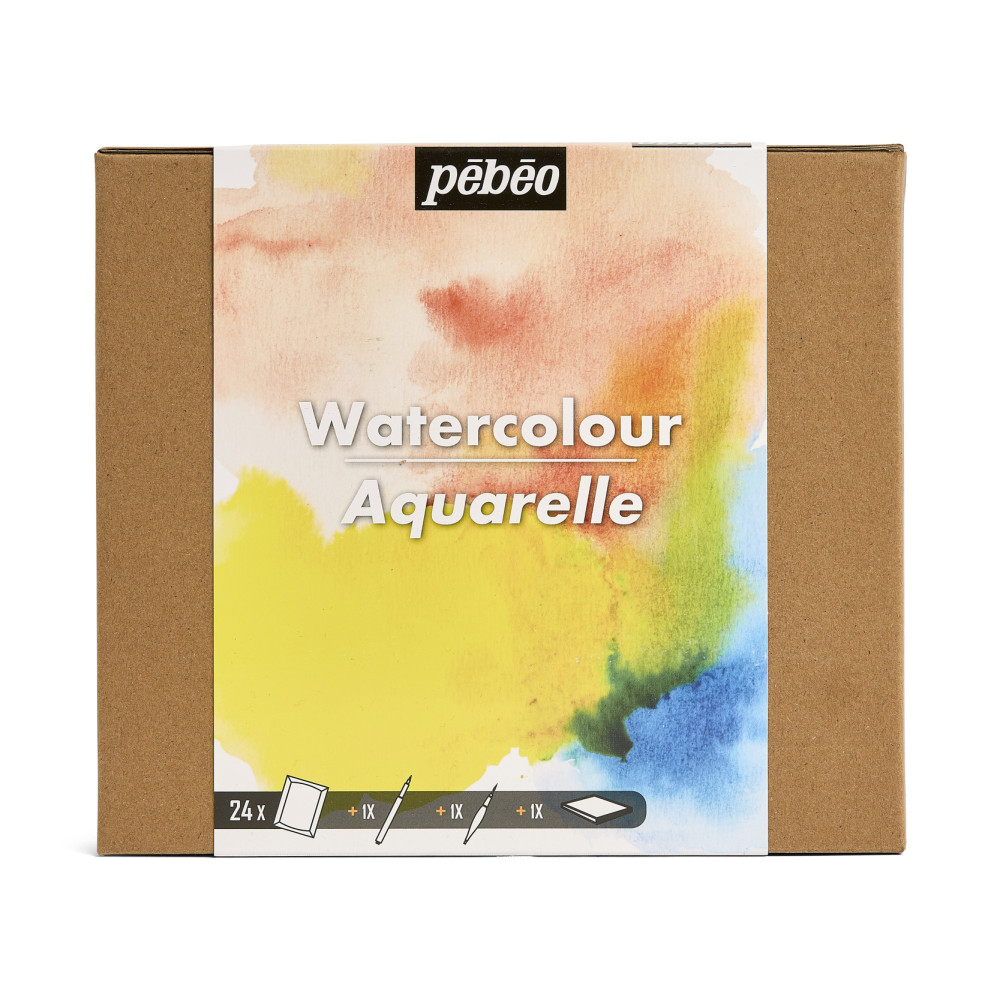Zestaw farb akwarelowych w półkostkach - Pébéo - 24 kolory