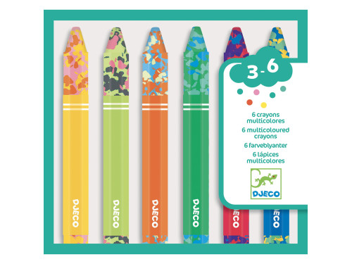 Set of multicolored wax crayons for kids - Djeco - 6 pcs.