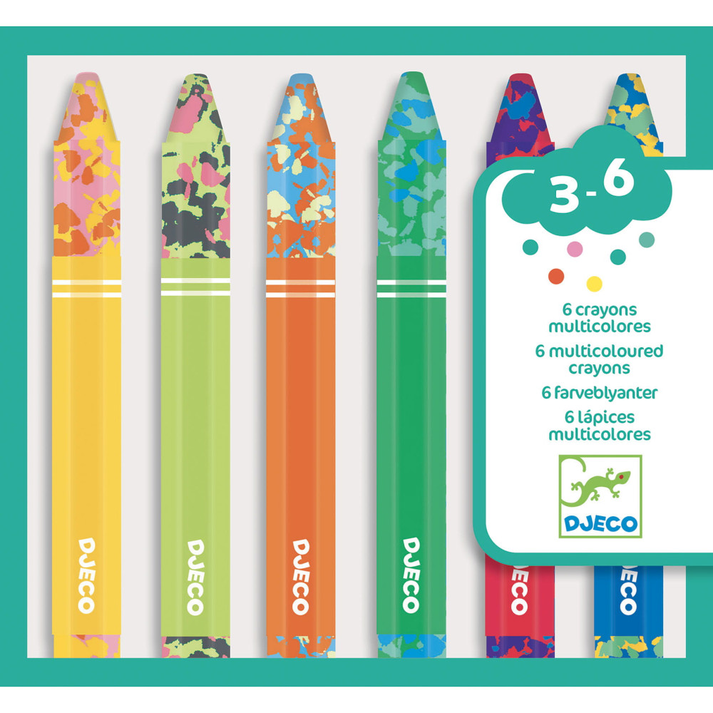 Set of multicolored wax crayons for kids - Djeco - 6 pcs.