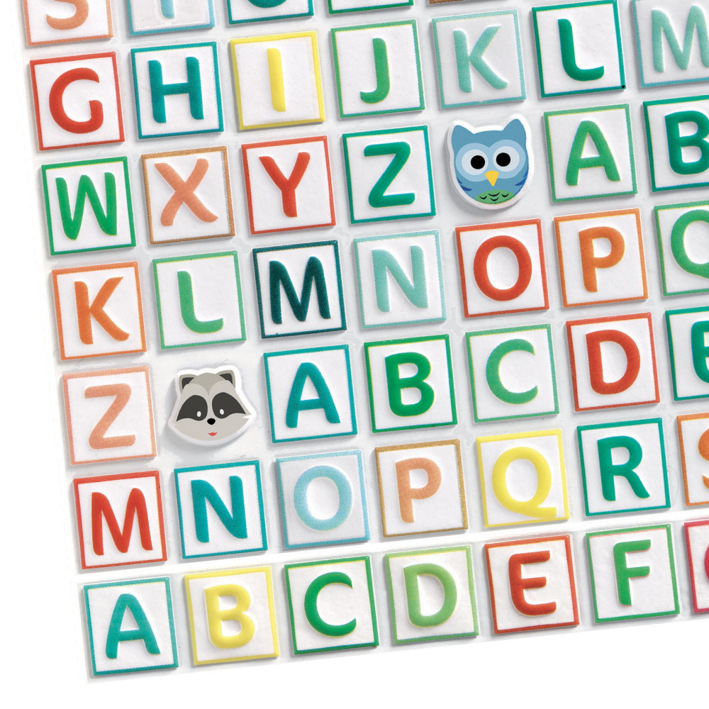 Set of puffy stickers for kids Alphabet - Djeco - 122 pcs.