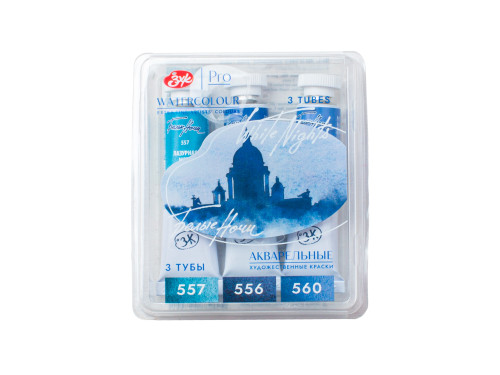 Set of watercolor paints White Nights Midnight - St. Petersburg - 3 colors