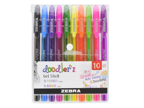 Zestaw długopisów żelowych Doodler'z Fashion & Neon - Zebra - 10 kolorów