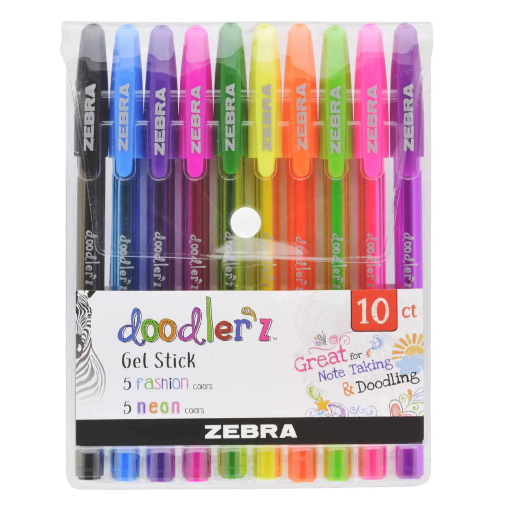 Zestaw długopisów żelowych Doodler'z Fashion & Neon - Zebra - 10 kolorów