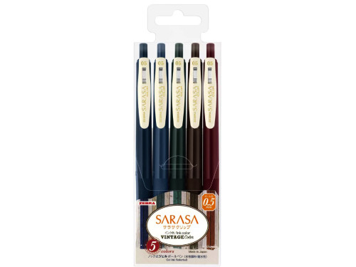 Set of Sarasa Clip Vintage gel pen - Zebra - 5 colors