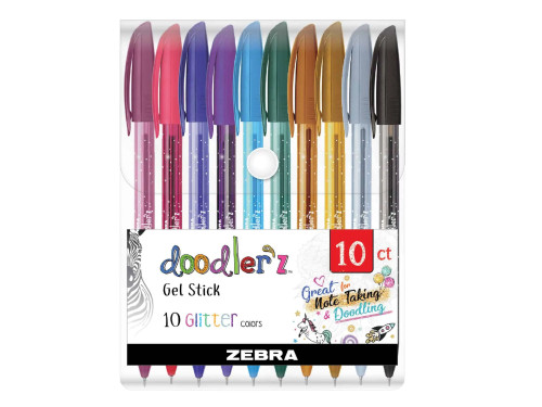 Set of Doodler'z Glitter gel pens - Zebra - 10 colors