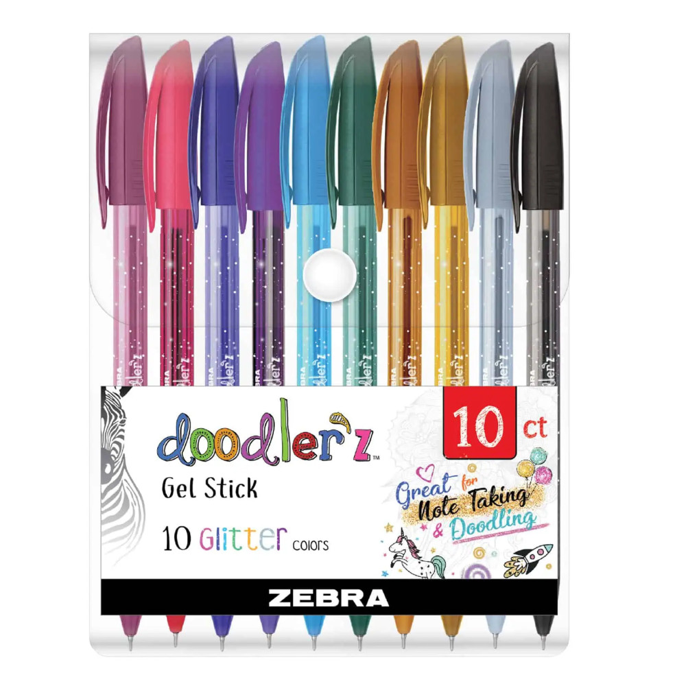 Zestaw długopisów żelowych Doodler'z Glitter - Zebra - 10 kolorów