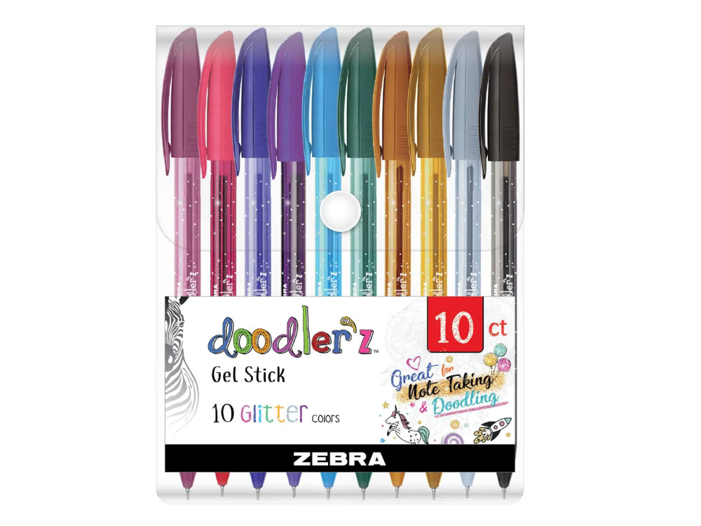 Set of Doodler'z Glitter gel pens - Zebra - 10 colors