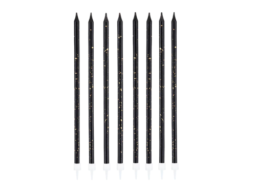 Birthday candles - black, 15 cm, 8 pcs.