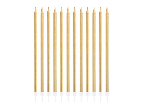 Birthday candles - gold, 13,5 cm, 12 pcs.