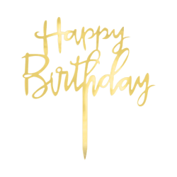 Cake topper Happy Birthday - gold, 13 x 13,5 cm