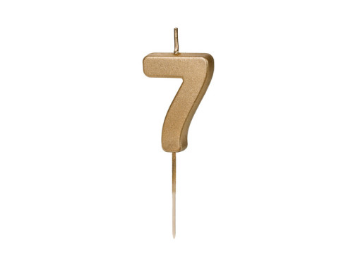 Birthday candle, number 7 - gold, 4,5 cm