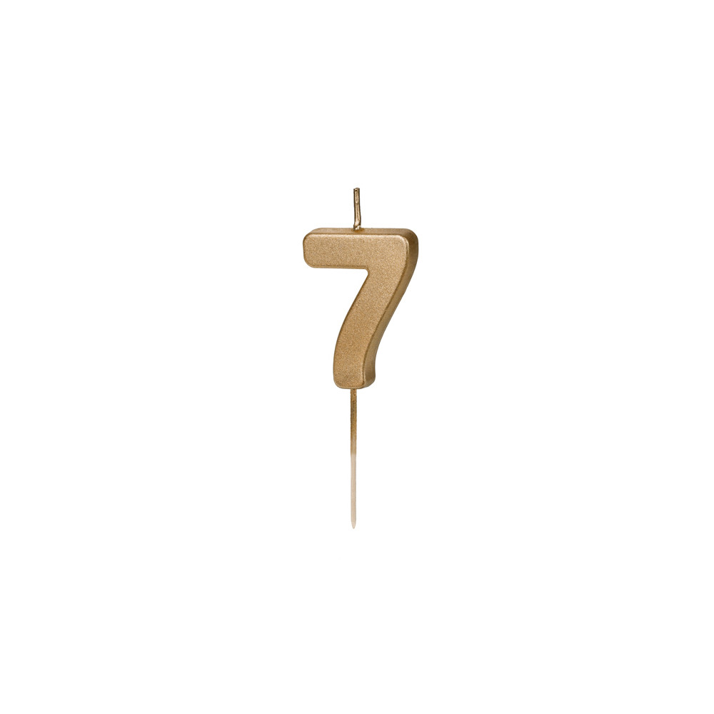 Birthday candle, number 7 - gold, 4,5 cm