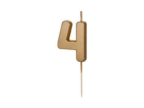 Birthday candle, number 4 - gold, 4,5 cm