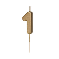 Birthday candle, number 1 - gold, 4,5 cm