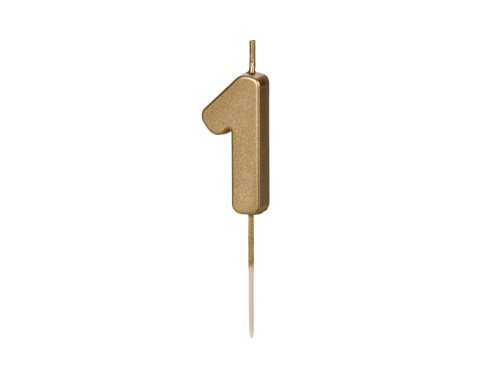 Birthday candle, number 1 - gold, 4,5 cm