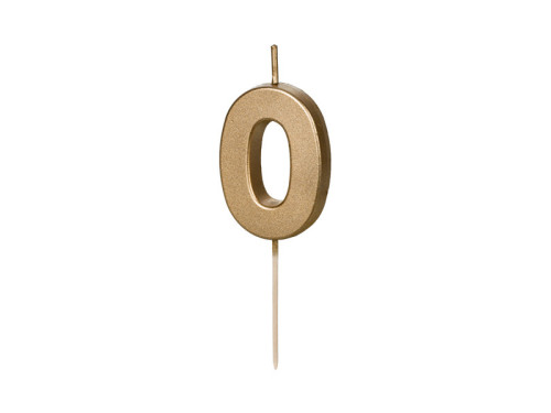 Birthday candle, number 0 - gold, 4,5 cm