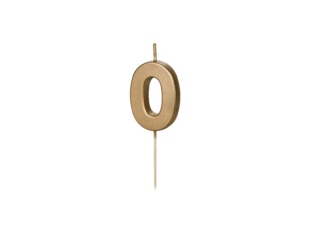 Świeczka urodzinowa cyferka 0 - złota, 4,5 cm