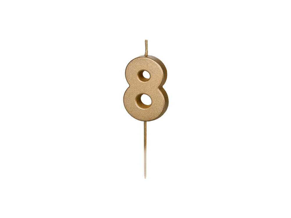 Birthday candle, number 8 - gold, 4,5 cm