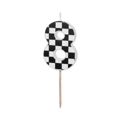 Birthday candle, number 8 - black and white, 5,5 cm