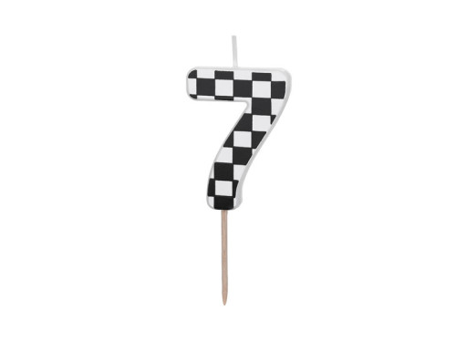Birthday candle, number 7 - black and white, 5,5 cm