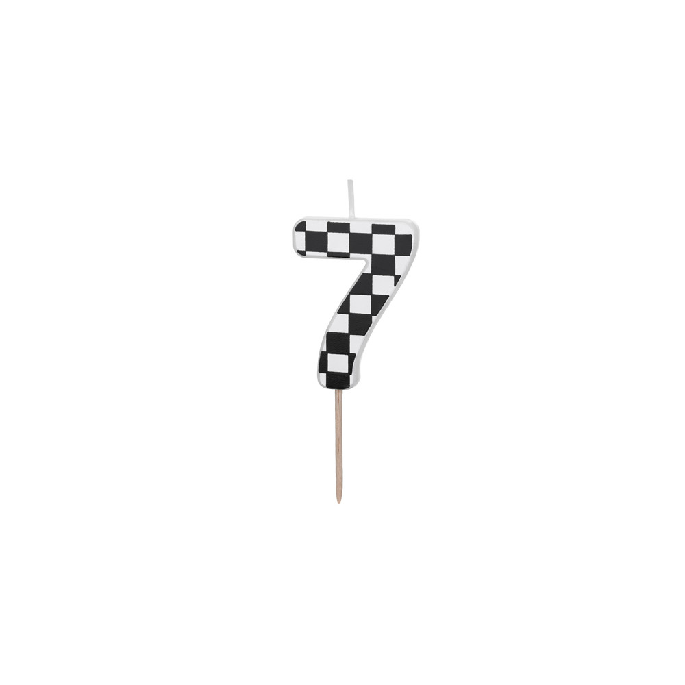 Birthday candle, number 7 - black and white, 5,5 cm