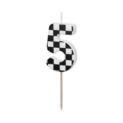 Birthday candle, number 5 - black and white, 5,5 cm