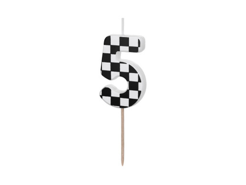 Birthday candle, number 5 - black and white, 5,5 cm