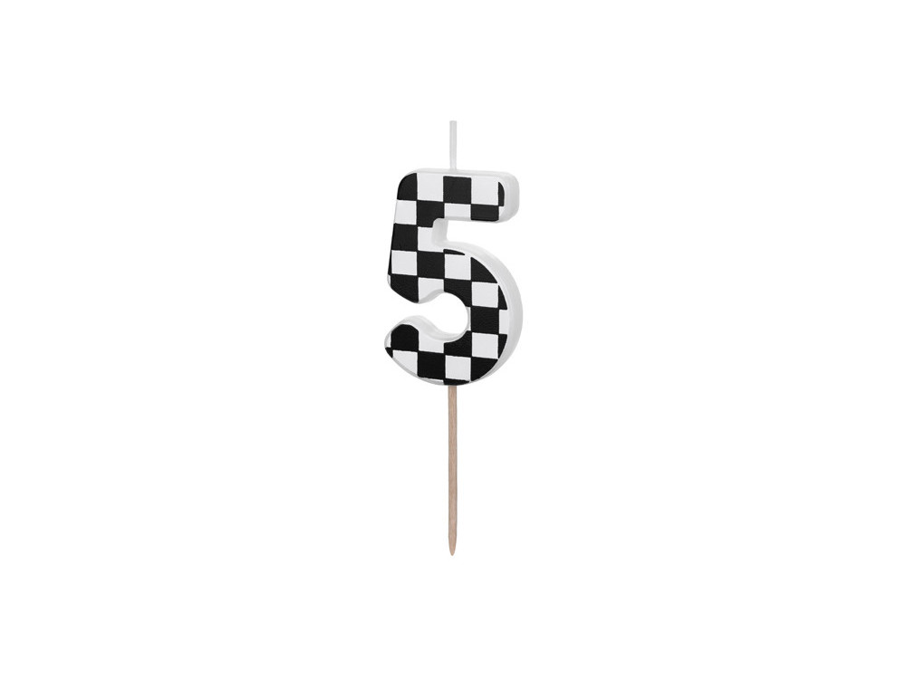 Birthday candle, number 5 - black and white, 5,5 cm
