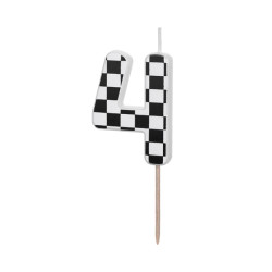Birthday candle, number 4 - black and white, 5,5 cm