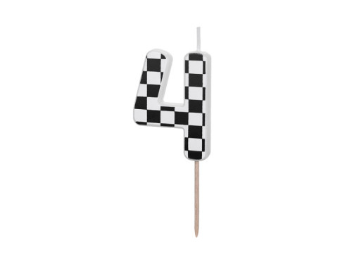 Birthday candle, number 4 - black and white, 5,5 cm