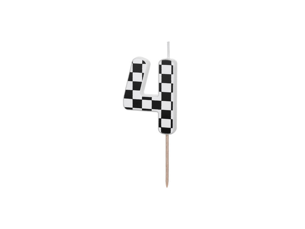 Birthday candle, number 4 - black and white, 5,5 cm
