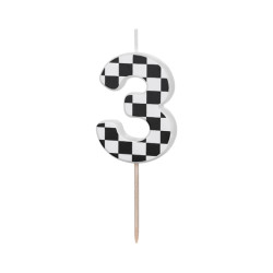 Birthday candle, number 3 - black and white, 5,5 cm