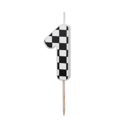 Birthday candle, number 1 - black and white, 5,5 cm