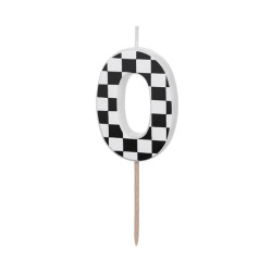 Birthday candle, number 0 - black and white, 5,5 cm
