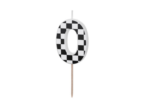 Birthday candle, number 0 - black and white, 5,5 cm