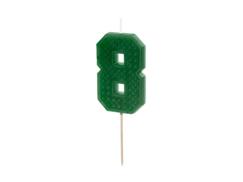 Birthday candle, number 8 - green, 6 cm
