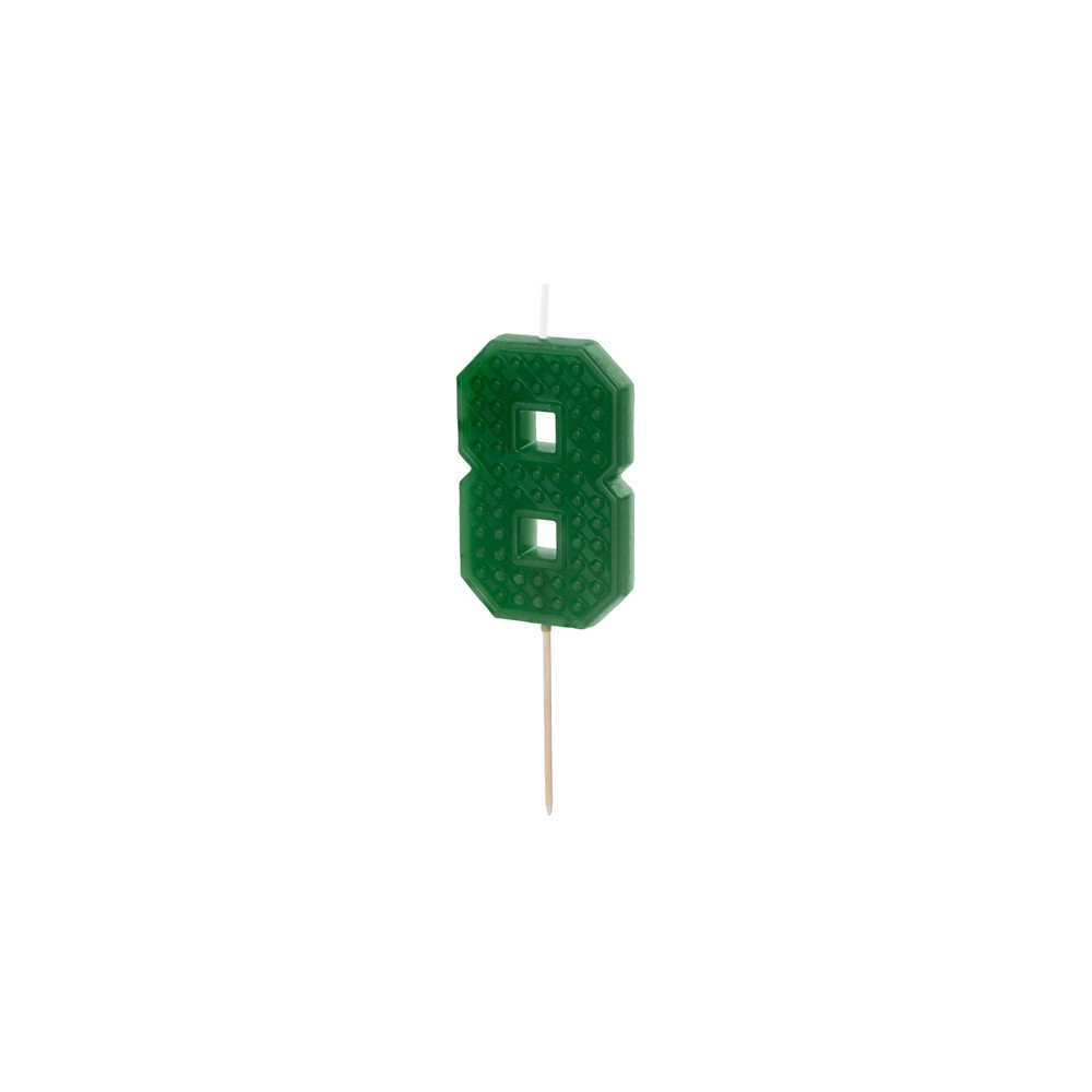 Birthday candle, number 8 - green, 6 cm