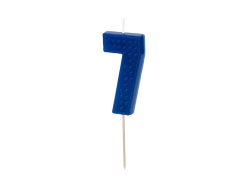 Birthday candle, number 7 - blue, 6 cm
