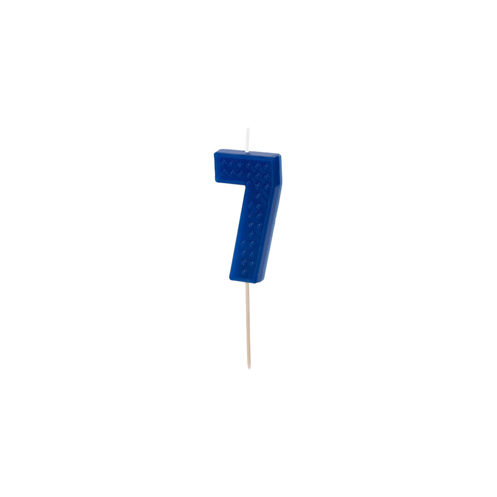 Birthday candle, number 7 - blue, 6 cm