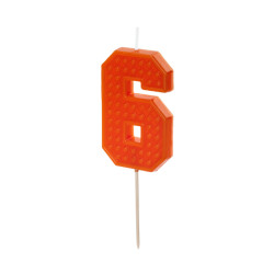 Birthday candle, number 6 - red, 6 cm