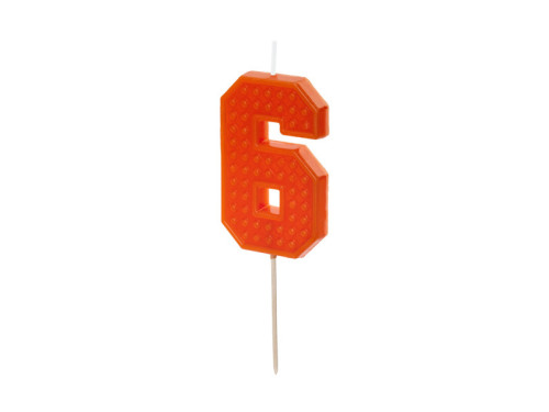 Birthday candle, number 6 - red, 6 cm