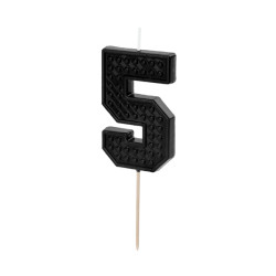 Birthday candle, number 5 - black, 6 cm